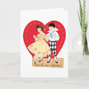 Cartes Pour Fêtes Annuelles Saint Valentin, Arlequin Vintage et Coeur