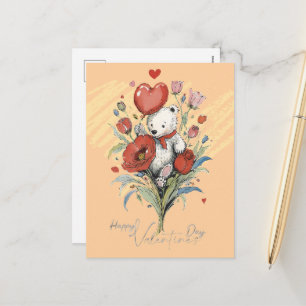 Cartes Pour Fêtes Annuelles Saint-Valentin avec ours en peluche riche