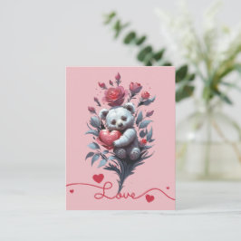 Cartes Pour Fêtes Annuelles Saint-Valentin avec ours en peluche riche