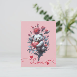 Cartes Pour Fêtes Annuelles Saint-Valentin avec ours en peluche riche