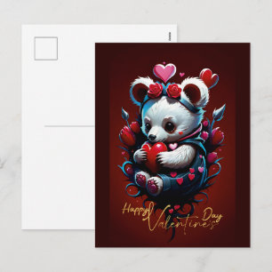 Cartes Pour Fêtes Annuelles Saint-Valentin avec ours en peluche riche
