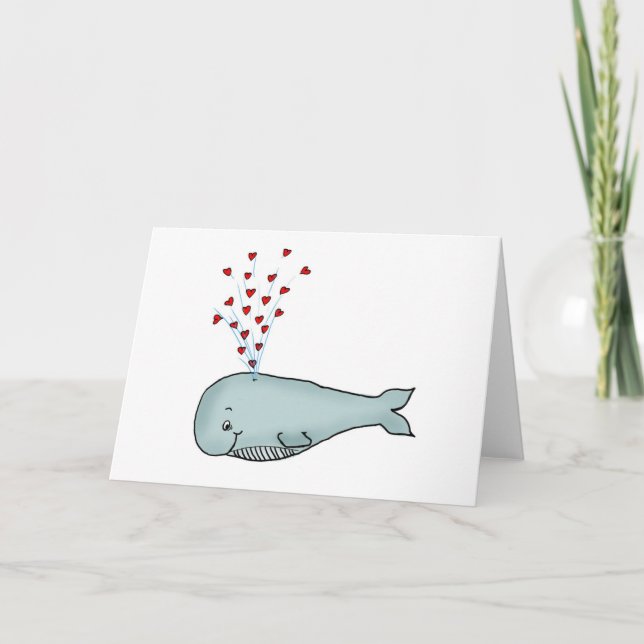 Cartes Pour Fêtes Annuelles Saint-Valentin - Belle baleine aux coeurs (Devant)