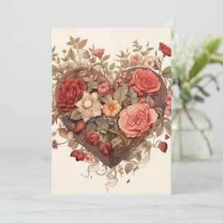 Cartes Pour Fêtes Annuelles Saint-Valentin Botanique de Style Rétro