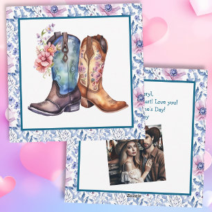 Cartes Pour Fêtes Annuelles Saint-Valentin Bottes de Cowboy Personnalisées ave