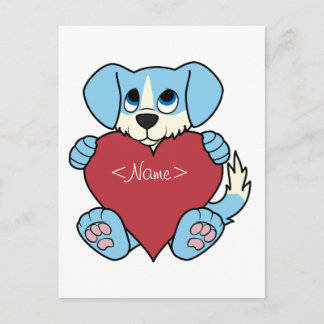 Cartes Pour Fêtes Annuelles Saint Valentin Chien bleu avec Coeur rouge
