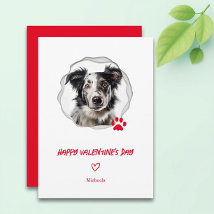 Cartes Pour Fêtes Annuelles Saint Valentin Chien Photo Red Heart Holiday Card