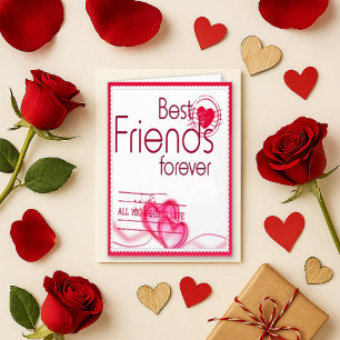Cartes Pour Fêtes Annuelles Saint-Valentin Cœur Amitié Rose Rouge Enjoué
