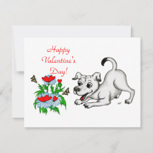Cartes Pour Fêtes Annuelles Saint Valentin, Coeur, Fleur, Chiot et Papillon