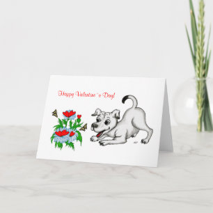 Cartes Pour Fêtes Annuelles Saint Valentin, Coeur, Fleur, Chiot et Papillon