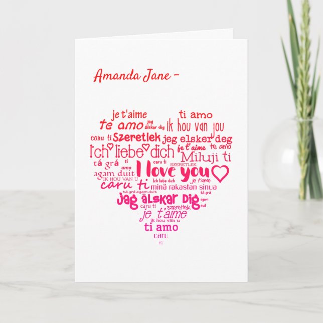 Cartes Pour Fêtes Annuelles Saint Valentin Coeur Mot-Cloud à Customiser (Devant)