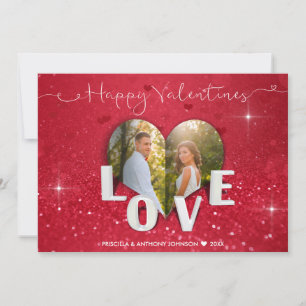 Cartes Pour Fêtes Annuelles Saint Valentin Coeur Parties scintillant rouge - C
