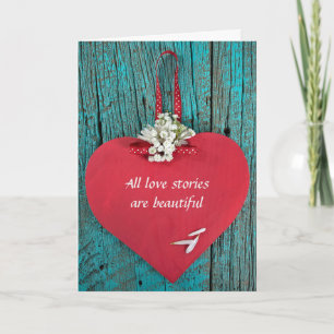 Cartes Pour Fêtes Annuelles Saint Valentin coeur rouge sur bois rustique
