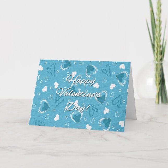 Cartes Pour Fêtes Annuelles Saint Valentin Coeurs bleus - Personnaliser (Devant)
