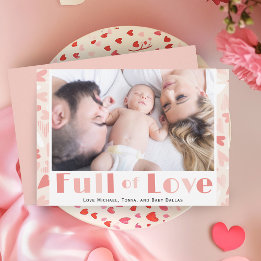 Cartes Pour Fêtes Annuelles Saint Valentin Coeurs roses Photo de famille moder