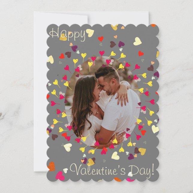 Cartes Pour Fêtes Annuelles Saint Valentin, confettis du coeur et ballons (Devant)