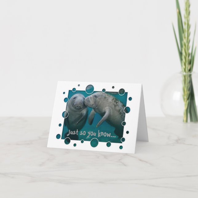 Cartes Pour Fêtes Annuelles Saint-Valentin d'amour de lamantin (Devant)