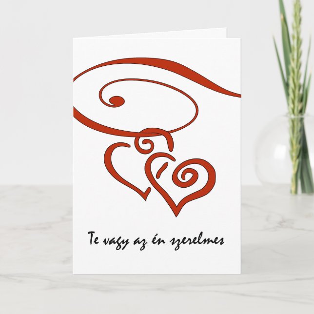 Cartes Pour Fêtes Annuelles Saint-Valentin dans le Hongrois, coeurs ensemble (Devant)