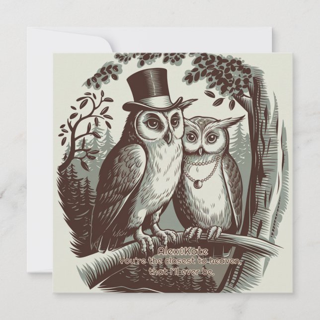 Cartes Pour Fêtes Annuelles Saint-Valentin de la chouette mignonne (Devant)