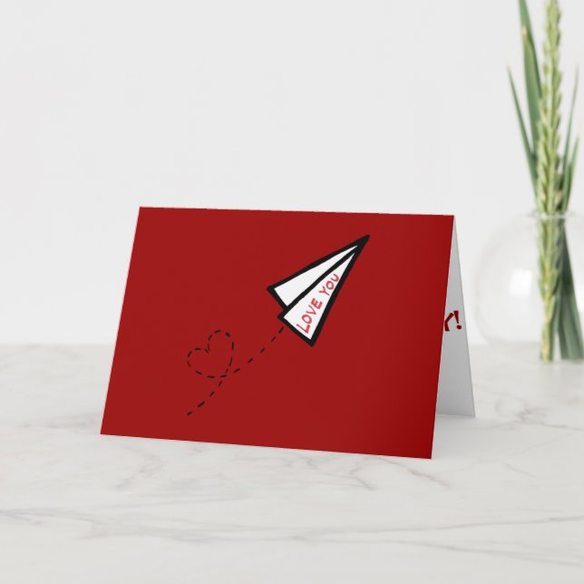 Cartes Pour Fêtes Annuelles Saint-Valentin de lettre d'amour d'avion de papier (Devant)