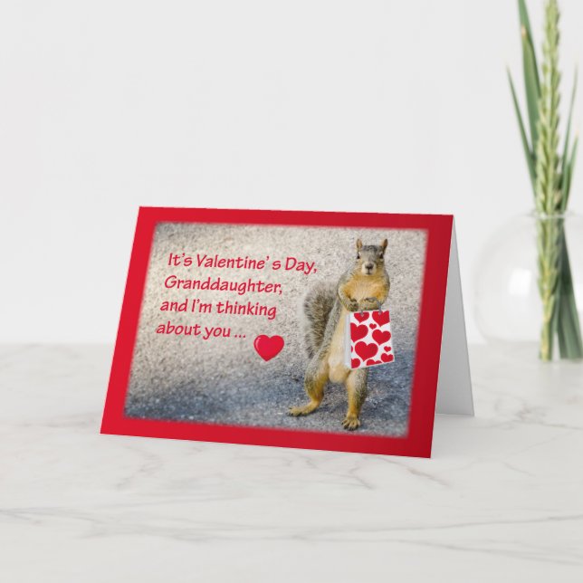 Cartes Pour Fêtes Annuelles Saint-Valentin de petite-fille, écureuil (Devant)