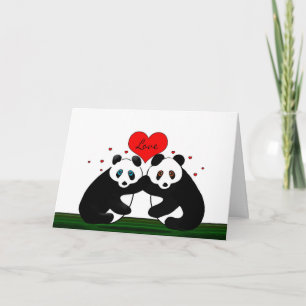 Cartes Pour Fêtes Annuelles Saint-Valentin - deux ours panda dans l'amour
