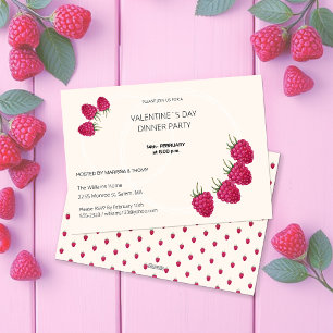 Cartes Pour Fêtes Annuelles Saint Valentin`Dîner de fête aquarelle framboise