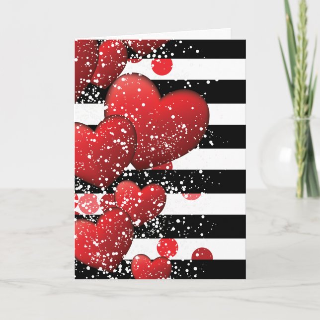 Cartes Pour Fêtes Annuelles Saint-Valentin élégant rayé (Devant)