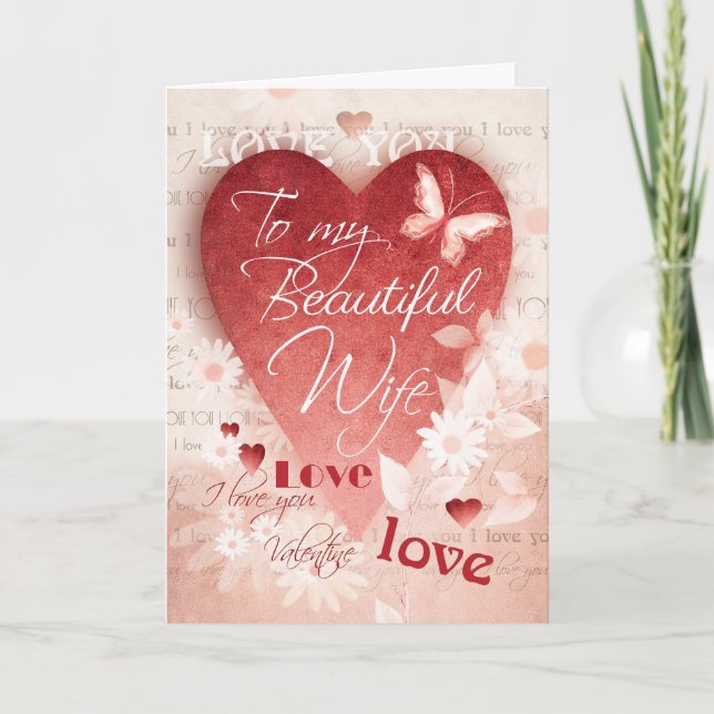 Cartes Pour Fêtes Annuelles Saint Valentin, Femme, Big Heart & Flowers (Devant)