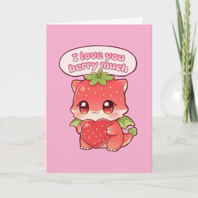 Cartes Pour Fêtes Annuelles Saint-Valentin fraise  (Devant)
