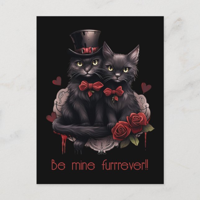 Cartes Pour Fêtes Annuelles Saint Valentin Goth Cats (Devant)