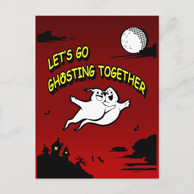Cartes Pour Fêtes Annuelles Saint Valentin Halloween Ghosting Together (Devant)