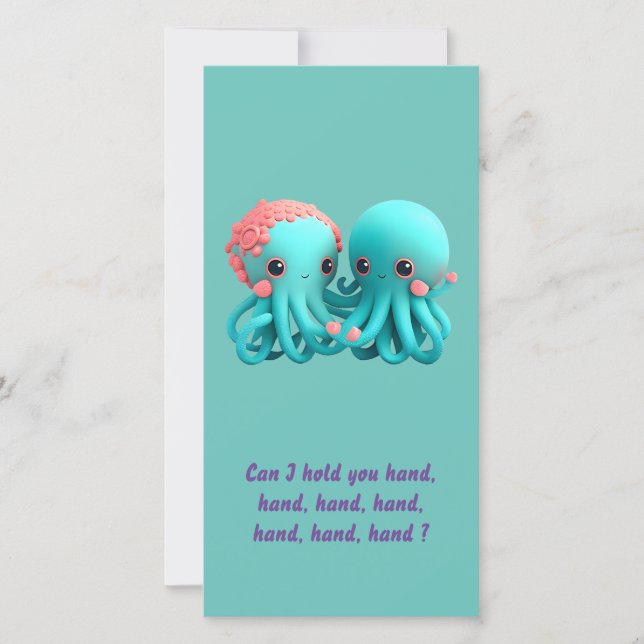 Cartes Pour Fêtes Annuelles Saint-Valentin humoristique de pieuvre (Devant)