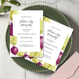 Cartes Pour Fêtes Annuelles Saint Valentin`Jour de dîner Aquarelle Bettroot