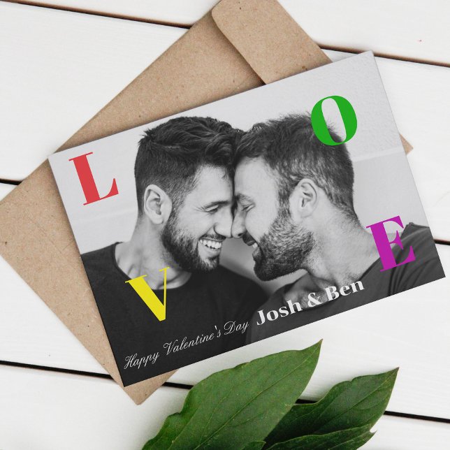 Cartes Pour Fêtes Annuelles Saint-Valentin LGBT personnalisé photo monogramme (Créateur téléchargé)