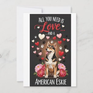Cartes Pour Fêtes Annuelles Saint-Valentin Mignon american eskie Photo Câlin