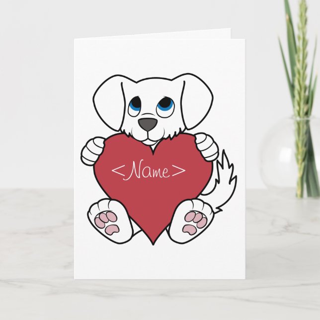Cartes Pour Fêtes Annuelles Saint Valentin mignon chien blanc avec coeur rouge (Devant)