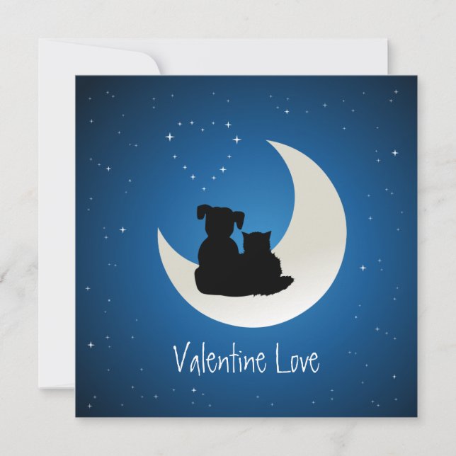 Cartes Pour Fêtes Annuelles Saint Valentin mignonne chat chien amour (Devant)
