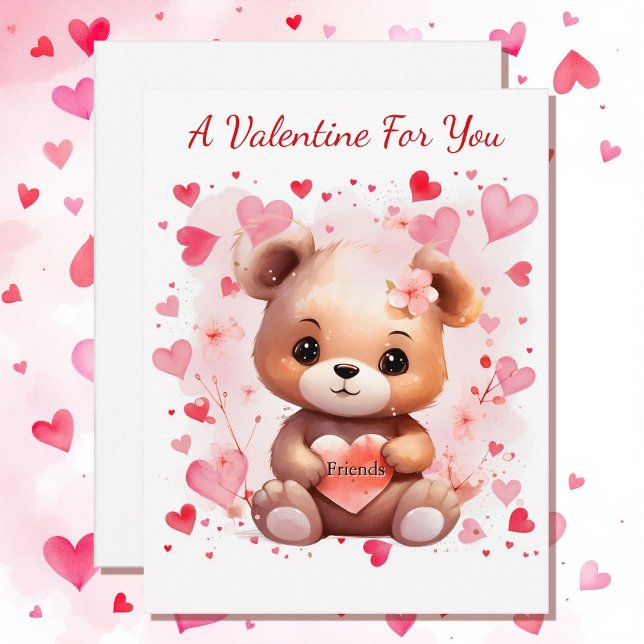 Cartes Pour Fêtes Annuelles Saint-Valentin Mignonne Coeurs d'ours aux amis de  (Créateur téléchargé)