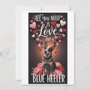 Cartes Pour Fêtes Annuelles Saint-Valentin Mignonne photo de blue heeler Câlin
