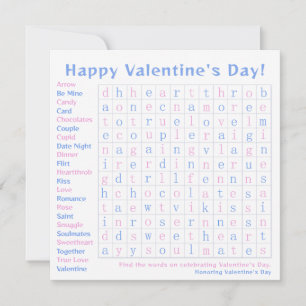Cartes Pour Fêtes Annuelles Saint Valentin Mot de fête Pink, Bleu