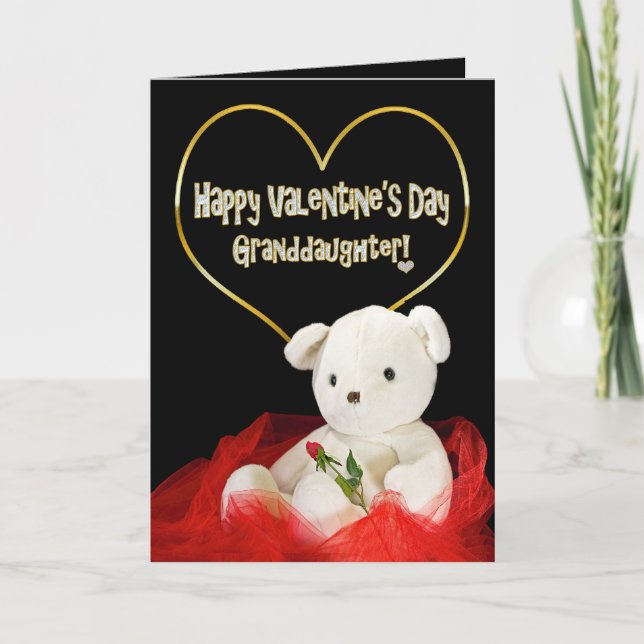 Cartes Pour Fêtes Annuelles Saint-Valentin - Ours en peluche GRANDAUGHTER/Rose (Devant)