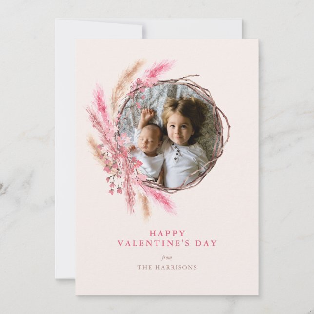Cartes Pour Fêtes Annuelles Saint Valentin Pampas Grass Wreath Photo (Devant)