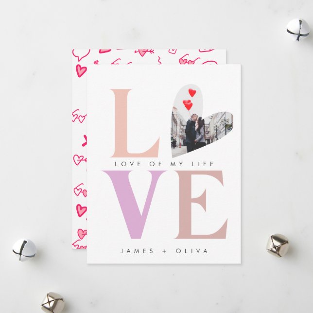 Cartes Pour Fêtes Annuelles Saint-Valentin pastel beige (Devant/Arrière en situation)