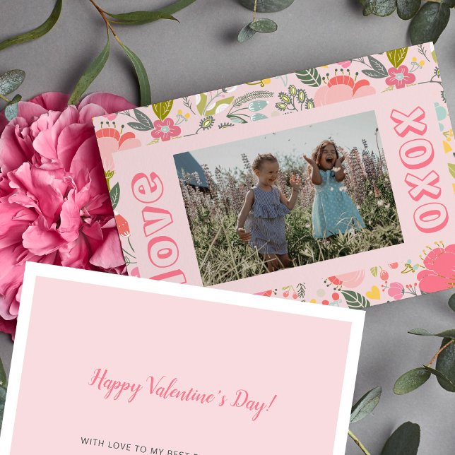 Cartes Pour Fêtes Annuelles Saint Valentin photo enfants meilleurs amis rose m (Créateur téléchargé)