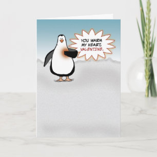 Cartes Pour Fêtes Annuelles Saint-Valentin : Pingouin au coeur chaud