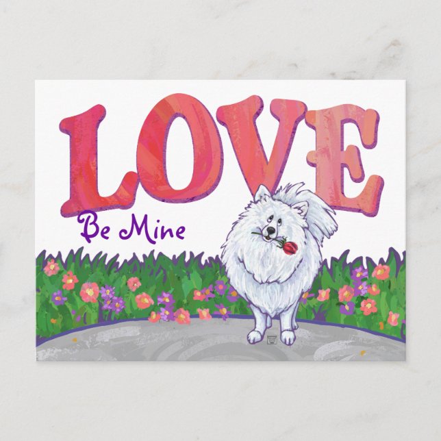 Cartes Pour Fêtes Annuelles Saint Valentin Poméranie Blanche (Devant)
