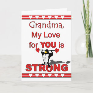 Cartes Pour Fêtes Annuelles Saint Valentin pour grand-mère, pingouin et poids