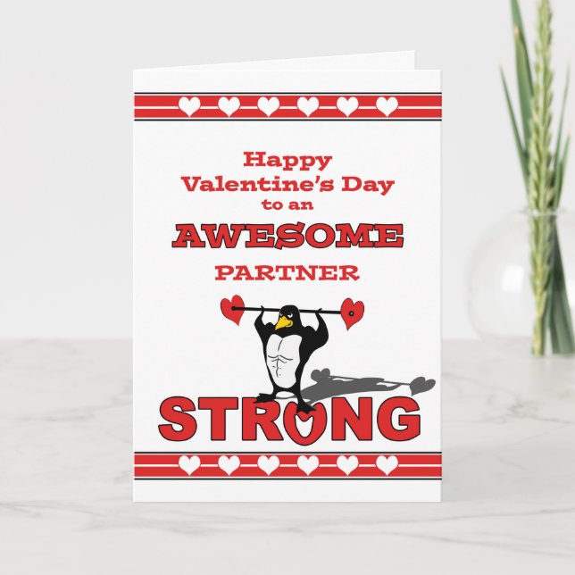 Cartes Pour Fêtes Annuelles Saint Valentin pour le pingouin partenaire avec Ab (Devant)