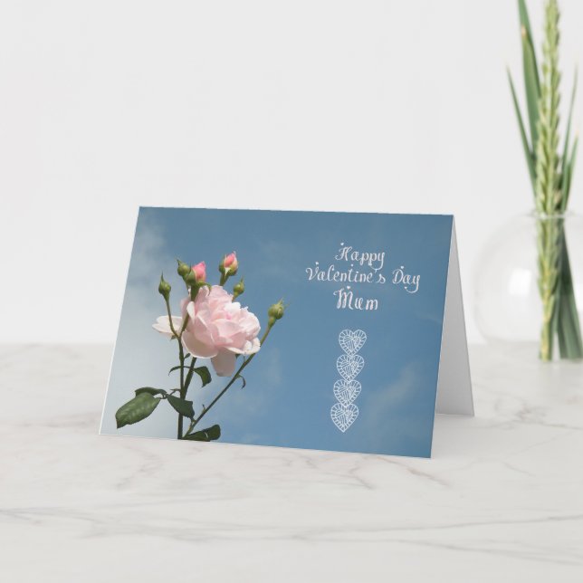 Cartes Pour Fêtes Annuelles Saint Valentin pour maman avec rose rose (Devant)