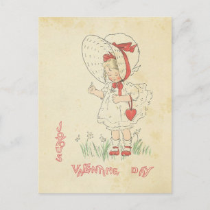 Cartes Pour Fêtes Annuelles Saint Valentin Salutations Vintage mignon fille co